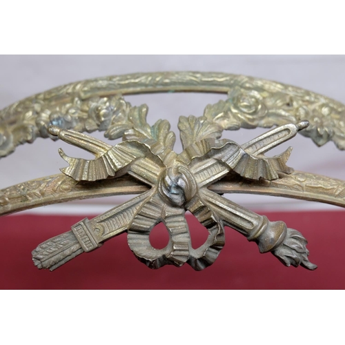 1416 - Beal House Collection - Empire style gilt metal bed coronet, with openwork floral drapery swags, rib... 