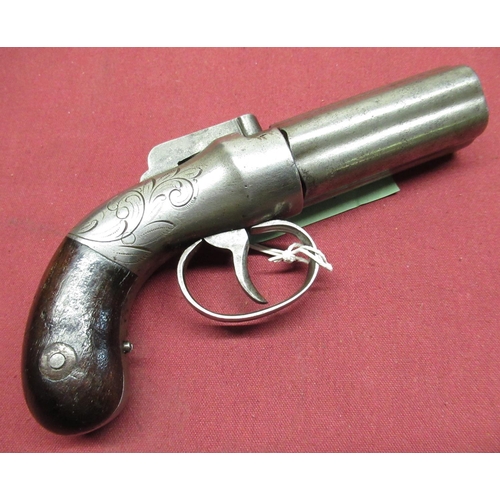 1010 - Allen & Wheelock 5 shot double action percussion pepperbox revolver, .31 cal, bar hammer action, 3