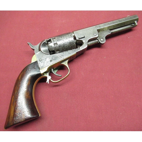 1021 - Manhattan .36 cal Navy type percussion revolver 5 shot single action, octagonal 5