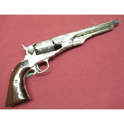 1025 - A scarce Nickel plated martial .44 cal Colt army revolver, 1860 model, single action 6 shot, with cu... 