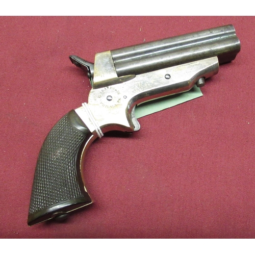 1037 - Sharps Breech-Loading 4 shot Pepperbox Pistol, .30cal rimfire model 1A Ser. No. 3551 fully fluted 3 ... 