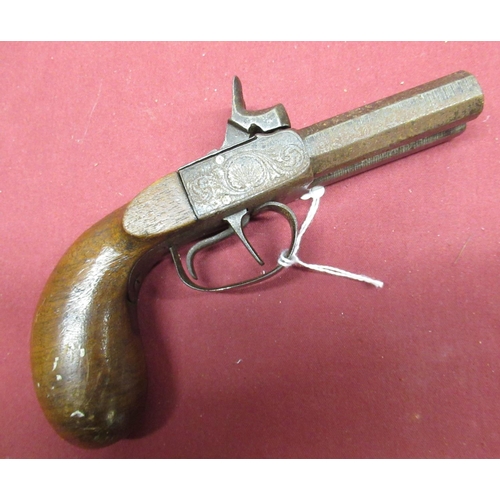 1046 - Percussion cap side by side pocket pistol with 2 1/2