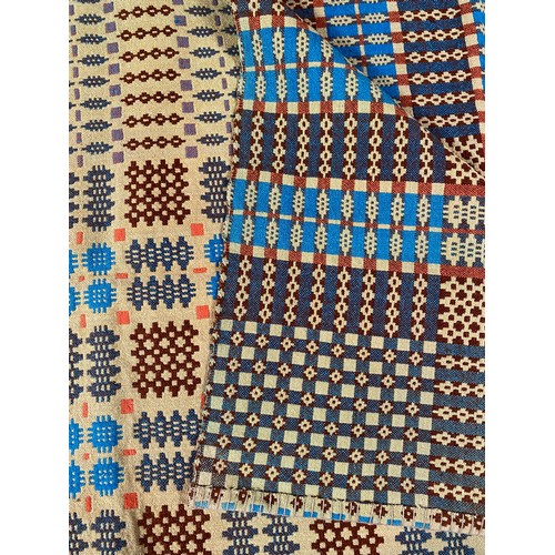 1454 - Hessian Middle Eastern throw with geometric  blue, burgundy, orange and turquoise repeating pattern ... 