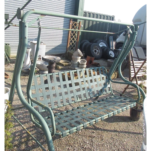 18 - Large metal tubular garden swing bench