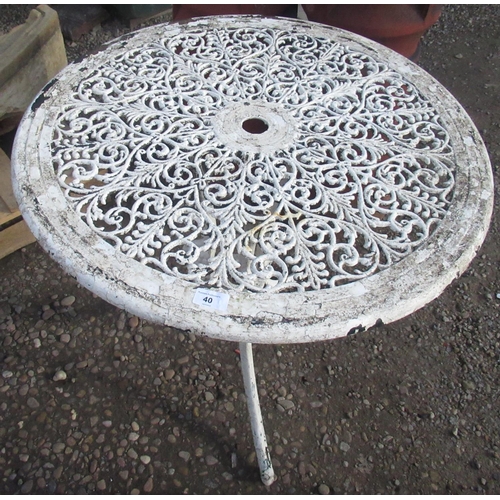 40 - Circular pierced alloy garden table