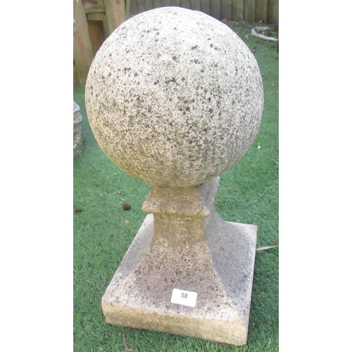 58 - Composite stone plinth and a composite finial