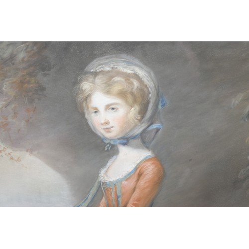 1278 - David Hall Collection - English School (early C19th); Young Girl in a pink dress with blue sash, pla... 