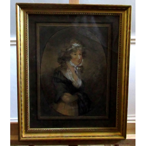 1266 - Beal House Collection - Matilda Fielding (C19th); Portrait of Lady Charlotte Legge, pencil and water... 