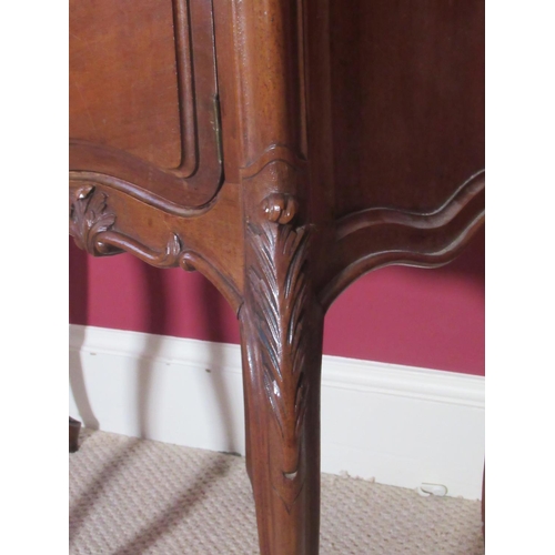 1567 - Beal House Collection - Pair of C20th French walnut bedside cabinets, inset rouge marble tops above ... 