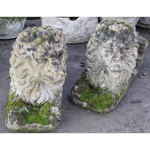 1593 - Beal House Collection - Pair of large Regency style weathered composition models of recumbent lions,... 