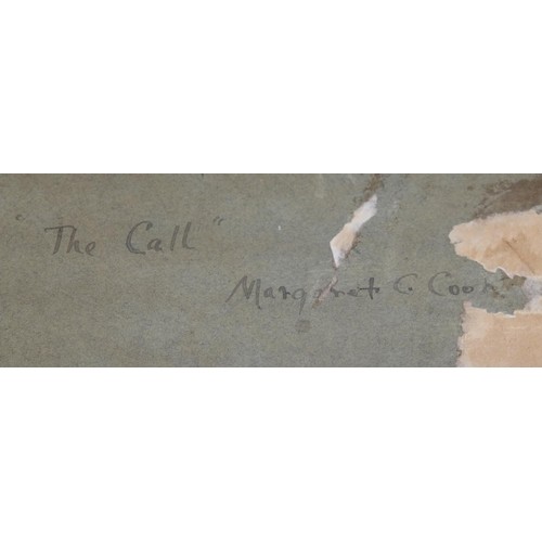 1231 - Margaret C. Cook (Active 1894–1936): 'The Call' watercolour, signed and dated 1915, inscribed and ti... 