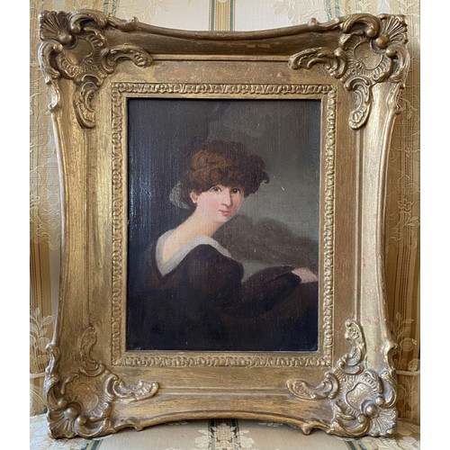 1276 - David Hall Collection - English School (C20th); Portrait of a young woman, head and shoulder in brow... 