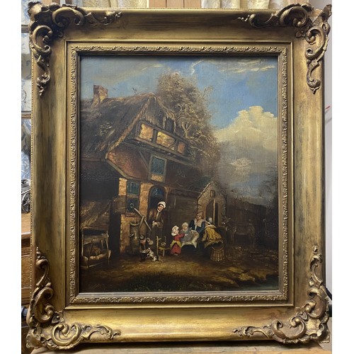 1274 - David Hall Collection - Continental School (C19th); 17th Century Rural Village Scene, 42cm x 35.5cm