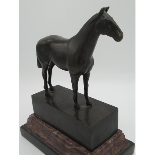 1299 - Andre (French C20th): Grand Tour style bronze study of a horse, on marble base, impressed mark, H22c... 