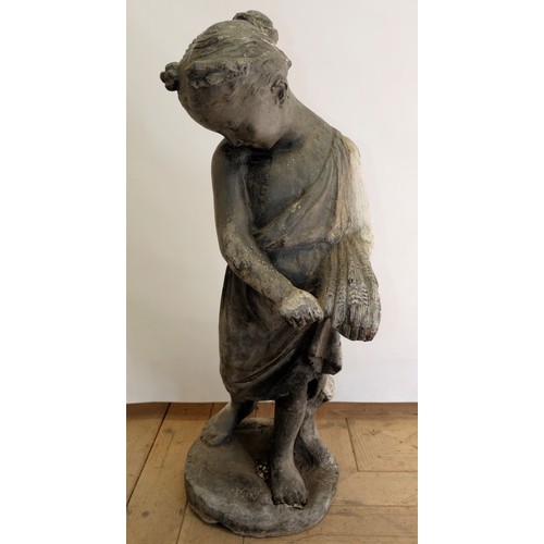 1582 - Lead garden figure of a young girl, emblematic of Summer, H76cm