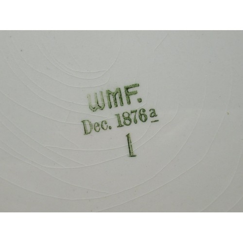 1153 - Late C19th WMF silver plated gallery tray with inset porcelain centre, reverse stamped WMF. Dec. 187... 