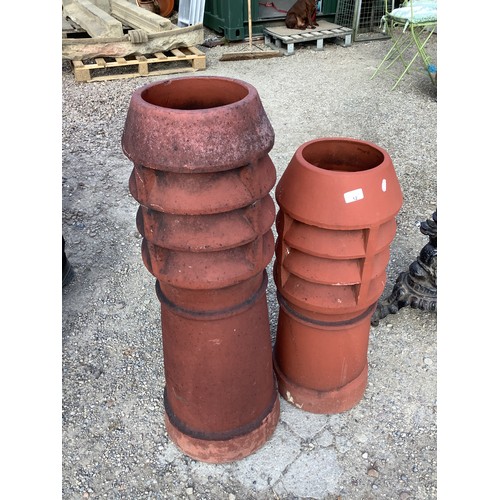 12 - Pair of fluted terracotta pots, approx H38