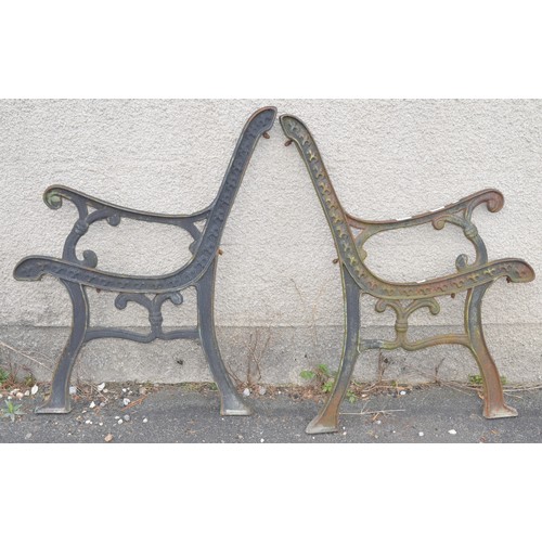 168 - Pair of cast iron bench ends