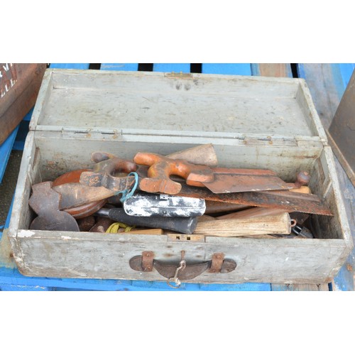 169 - Toolbox containing saws, hammers etc