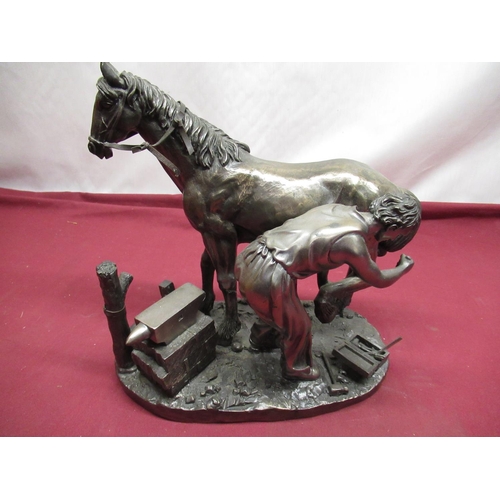 228 - Four bronzed resin horse sculptures, H26cm max