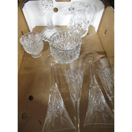 101 - Set of twelve boxed Waterford Marquis champagne flutes, Waterford Marquis vase, Waterford dressing t... 