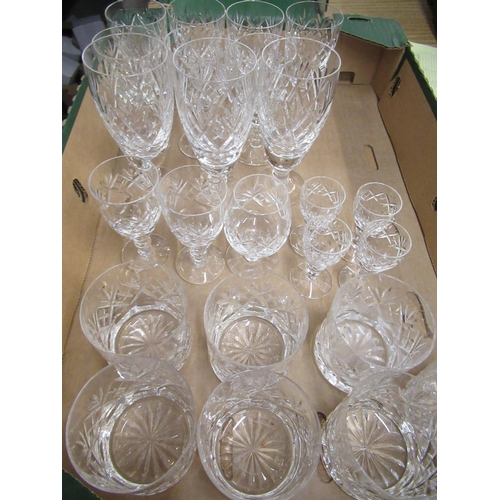 102 - Royal Doulton lead crystal glassware, including hock glasses, champagne flutes, liquors, whisky tumb... 