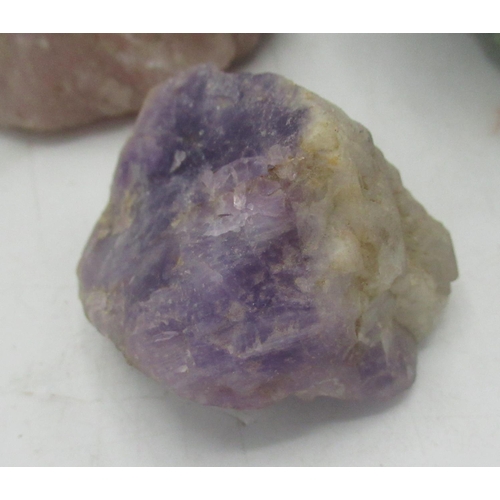 97 - Large Rose Quartz specimen, Fluorite specimen from China and a smaller Purple Quartz specimen (3)