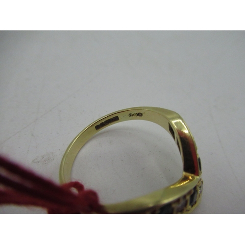 2 - Hallmarked 18ct yellow gold, diamond and sapphire wishbone ring, size O, 4.1g