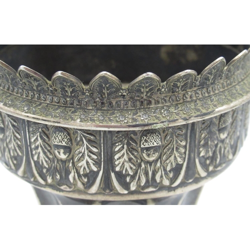 94 - White metal vessel decorated with acorns and oakleaves and 