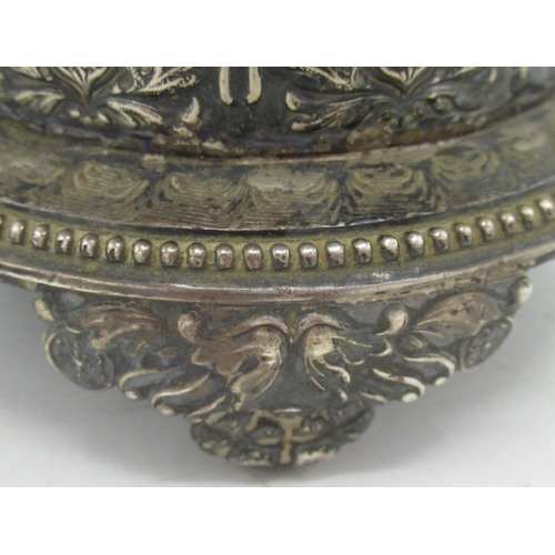 94 - White metal vessel decorated with acorns and oakleaves and 