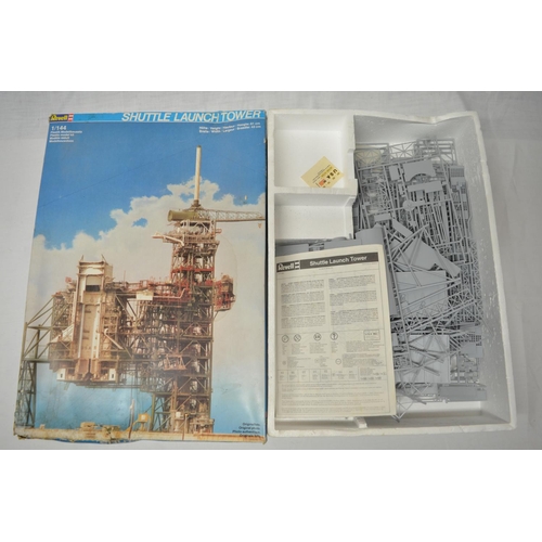 25 - Un-started Revell 1/144 Space Shuttle launch tower and Shuttle stack (early release)  and another ea... 