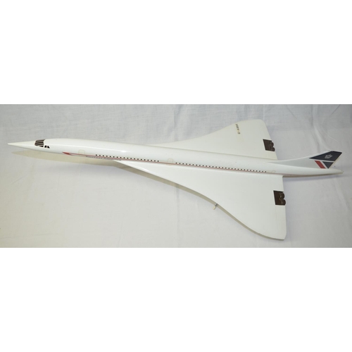 15 - Large fibreglass travel agent type model Concorde with a small chrome stand. Model in British Airway... 