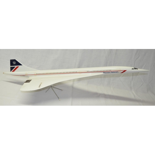 15 - Large fibreglass travel agent type model Concorde with a small chrome stand. Model in British Airway... 