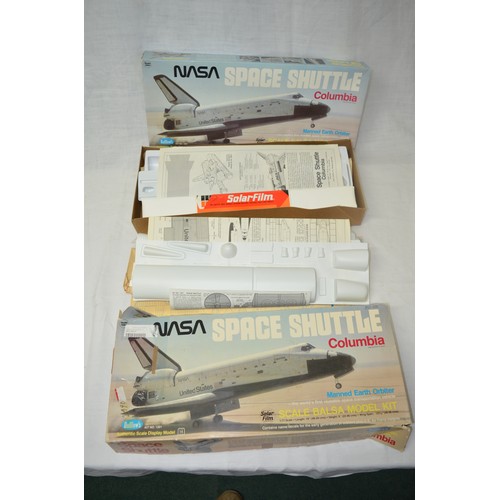 35 - Two Guillow's space shuttle Columbia scale 1/77 model kits (one box missing its bottom but all conte... 