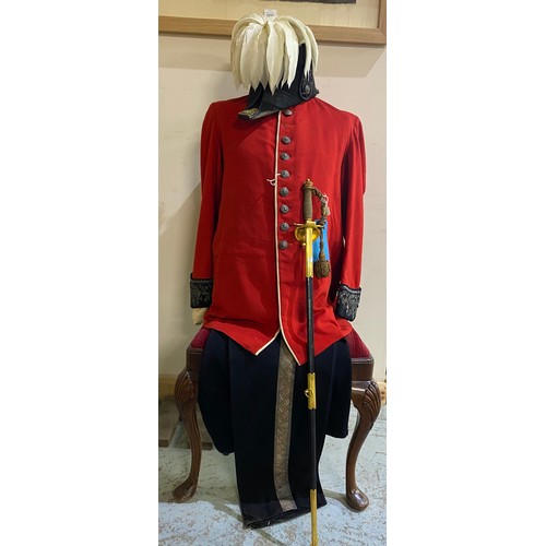 1058 - Victorian Lord Lieutenants full dress uniform comprising of silk lined scarlet jacket with embroider... 