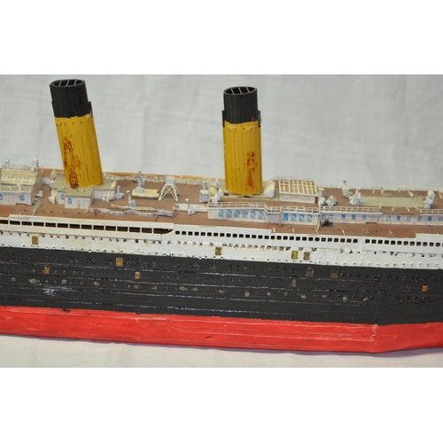 50 - Collection of pre-made ship models, amateur built ship models mostly in wood, including Titanic, Cut... 