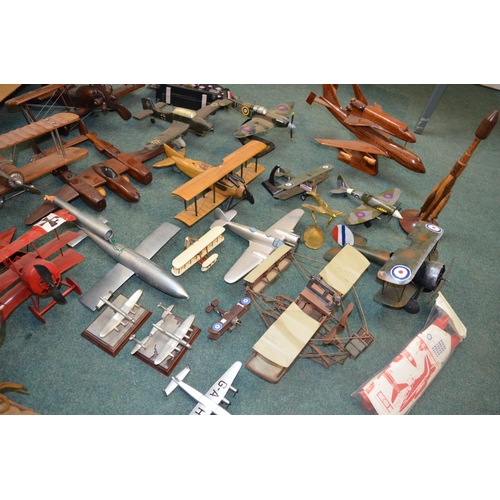 51 - Collection of pre built mostly wood and tin plate models, some plastic, including Bravo Delta Spirit... 
