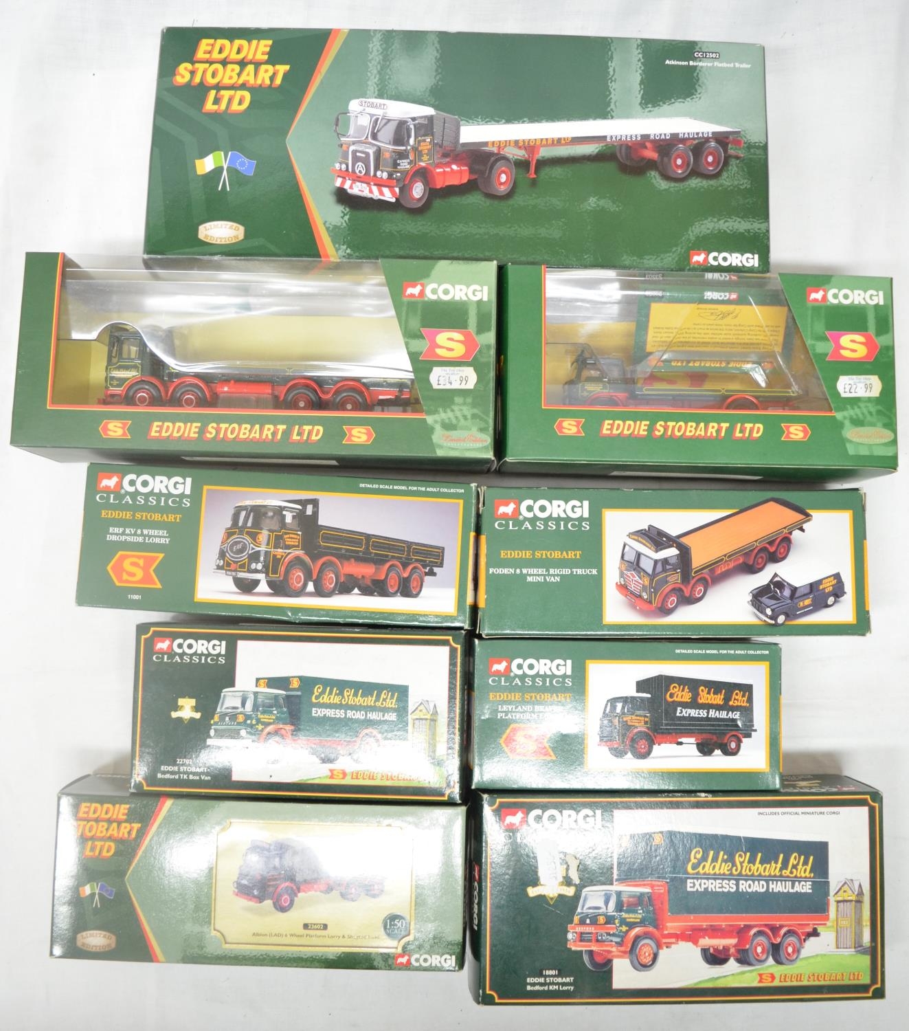 流行り の ブランド  Nine boxed Corgi Eddie Stobart diecast model wagons, Foden 8 コーギー