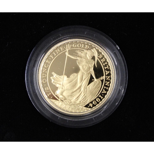 600 - Royal Mint Britannia 1994 gold proof collection.  Four coins face value £100 (34.05g), £50 (17.025g)... 