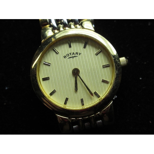 90 - Ladies Rotary quartz gold plated wristwatch on bimetallic bracelet, Ladies Rotary quartz cocktail wa... 