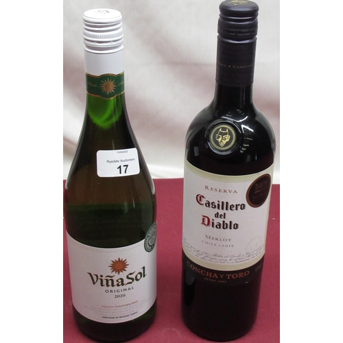 17 - Bottle of red and white wine comprising of Casillero del Diablo Merlot 2019 and Vina Sol 2020 (2) (d... 