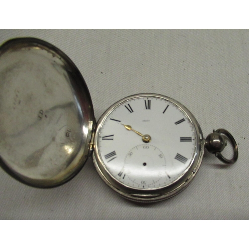 82 - Geo. IV silver Hunter cased verge pocket watch, white enamel dial numbered 12077, by Jas. (James) Mc... 