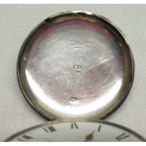 82 - Geo. IV silver Hunter cased verge pocket watch, white enamel dial numbered 12077, by Jas. (James) Mc... 