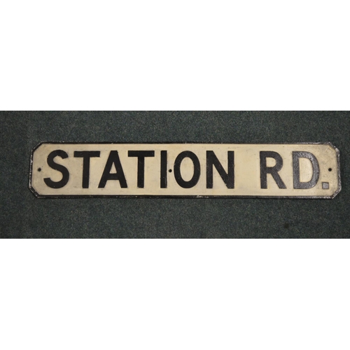 356 - Cast iron Station Road road sign 827mm x 151mm