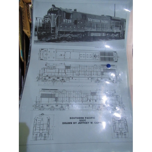 500 - Collection of large black and white railway photographs and a quantity of railway blueprint style pr... 