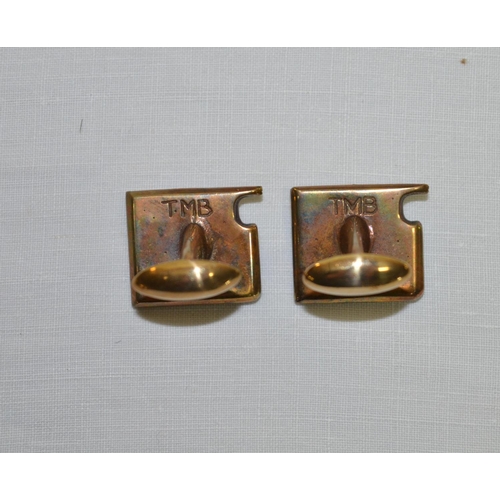 510 - Pair of Flying Scotsman bronze cufflinks by TMB art metal cast from original flying Scotsman's recla... 