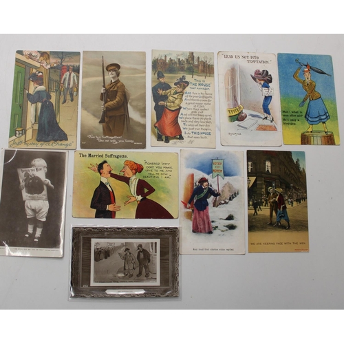 766 - Small selection of early c20th Suffragette and anti-Suffragette related postcards (10)