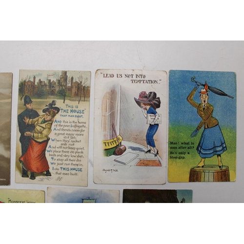 766 - Small selection of early c20th Suffragette and anti-Suffragette related postcards (10)