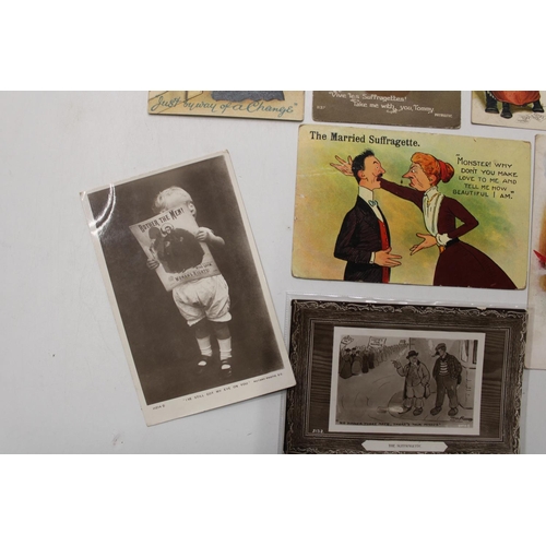 766 - Small selection of early c20th Suffragette and anti-Suffragette related postcards (10)