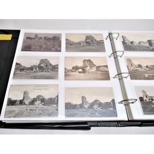 775 - Folder containing over four hundred postcards of castles such as Pendragon, Penrice, Pevensey, etc.